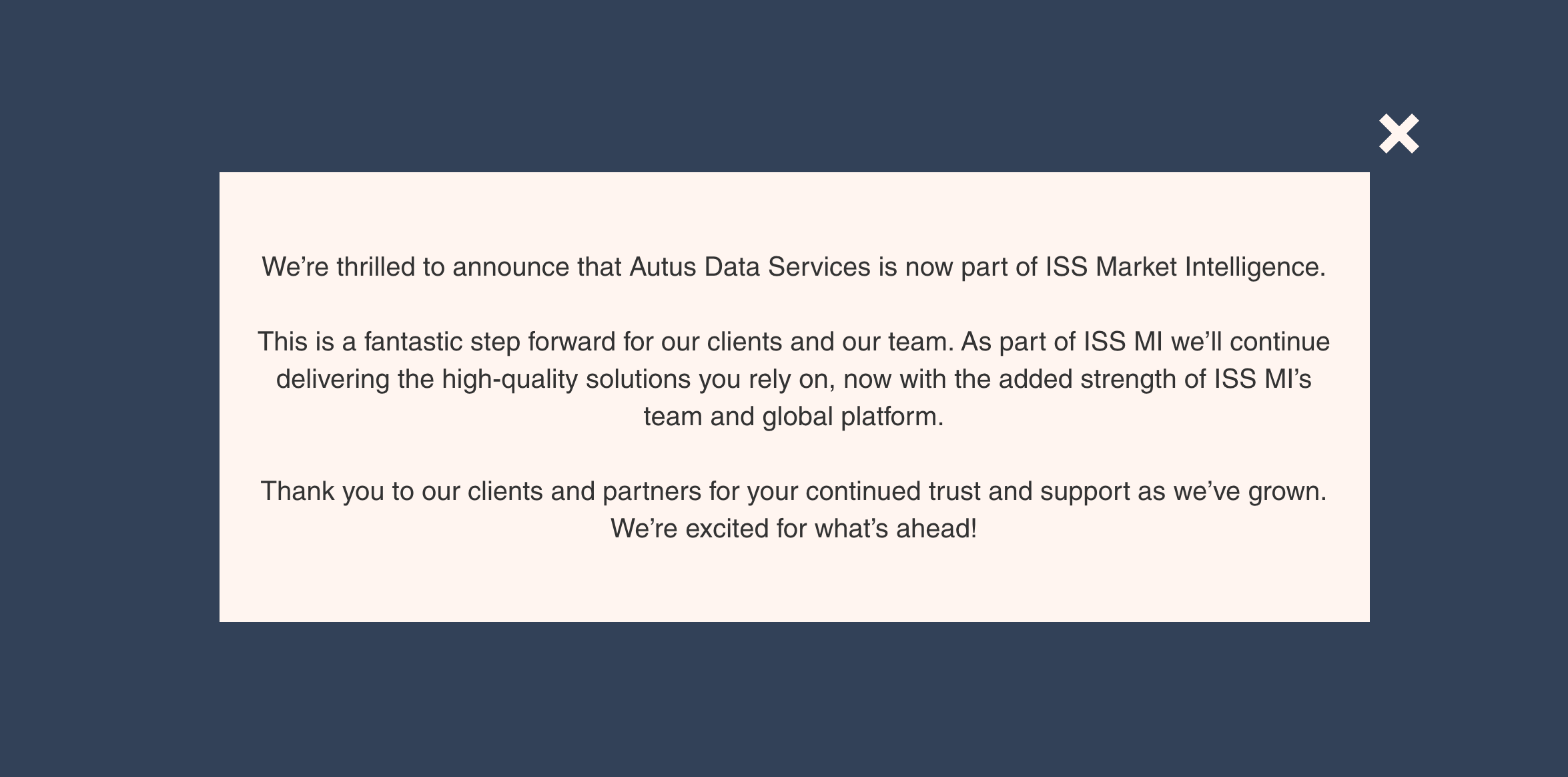 Autus Data Services' notice of acquisition