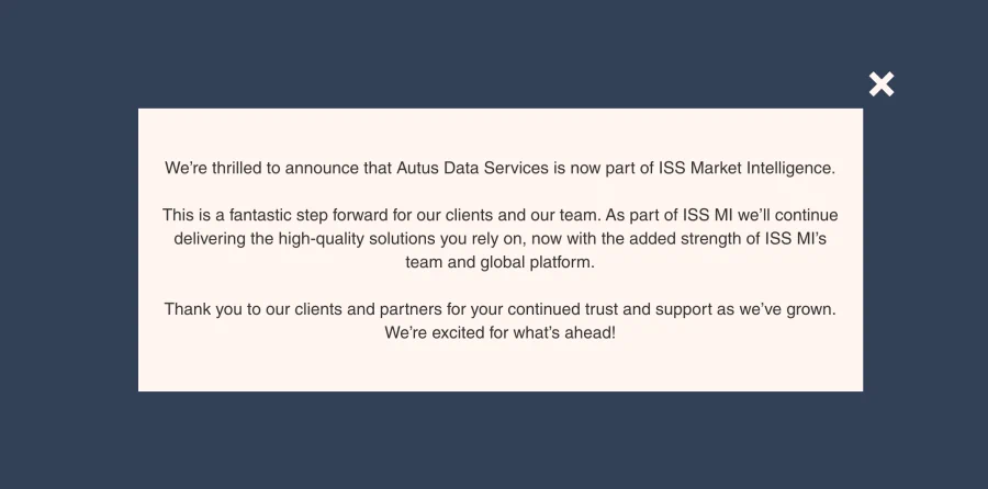 Autus Data Services' notice of acquisition