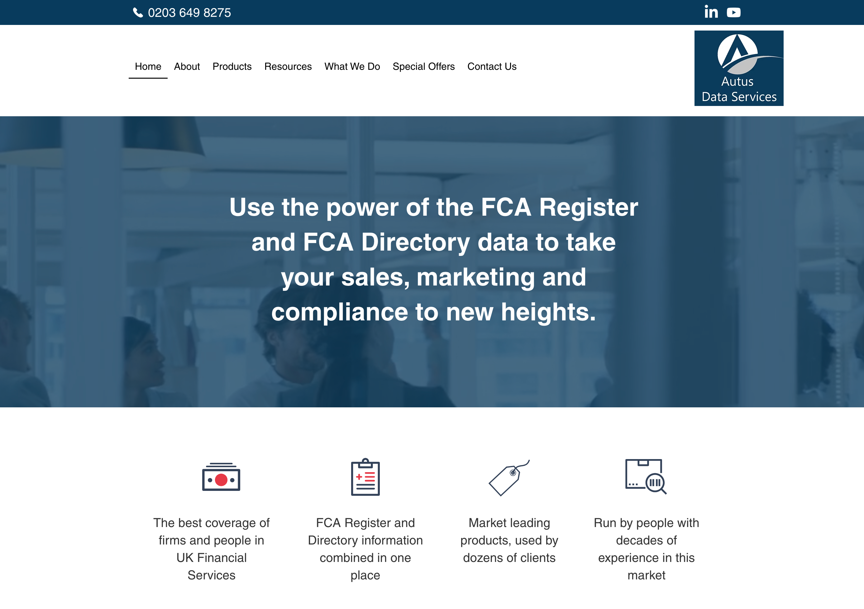 Autus Data Services' website
