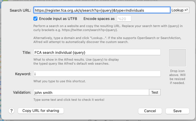 Image with Alfred settings for people search