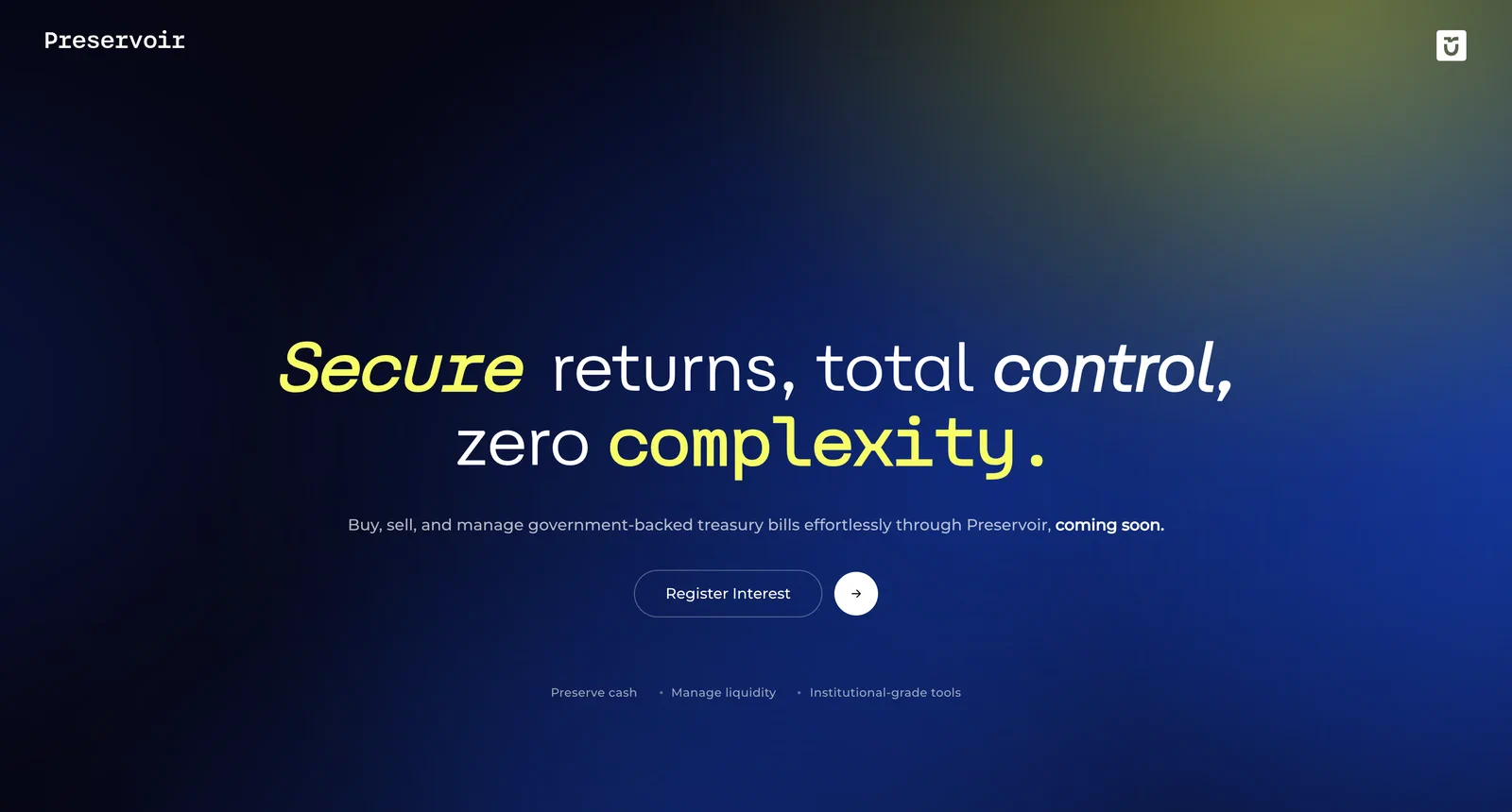 Preservoir website homepage