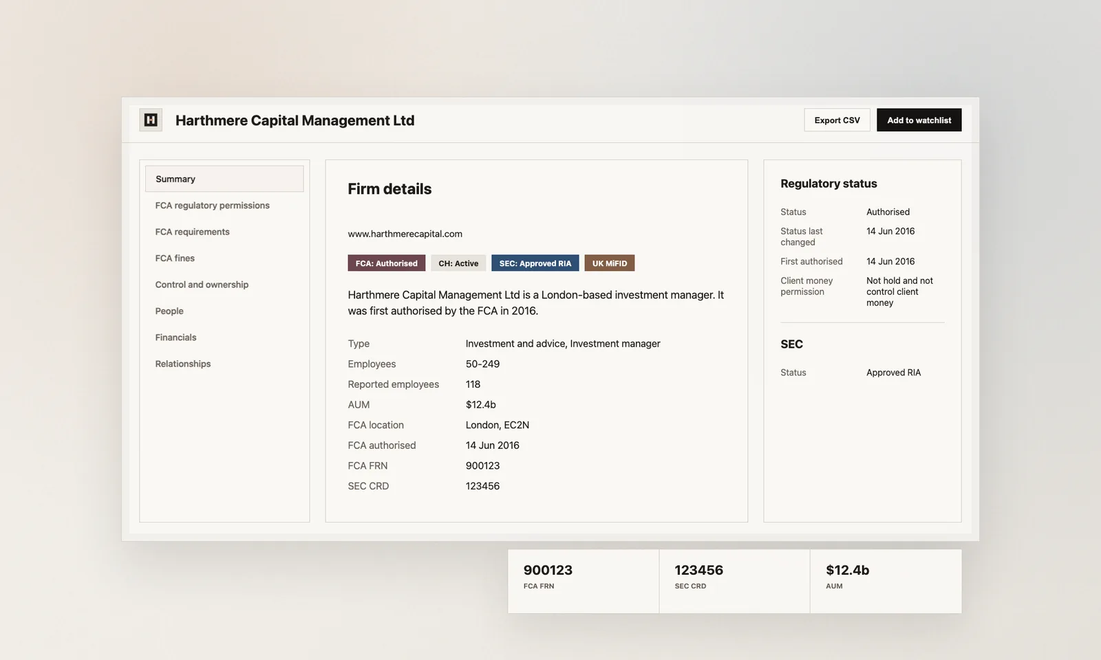 Hackford firm profile showing FCA, SEC and Companies House regulatory context